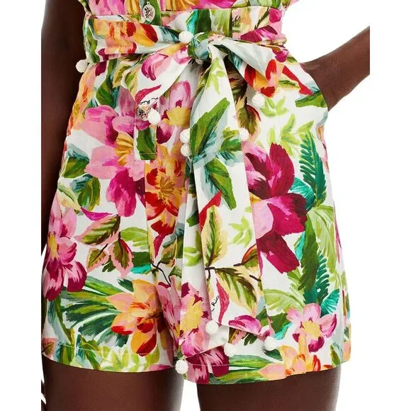 Farm Rio Womens Painted Flowers Sleeveless Romper Medium Off-White - NWT $190 - Picture 6 of 7